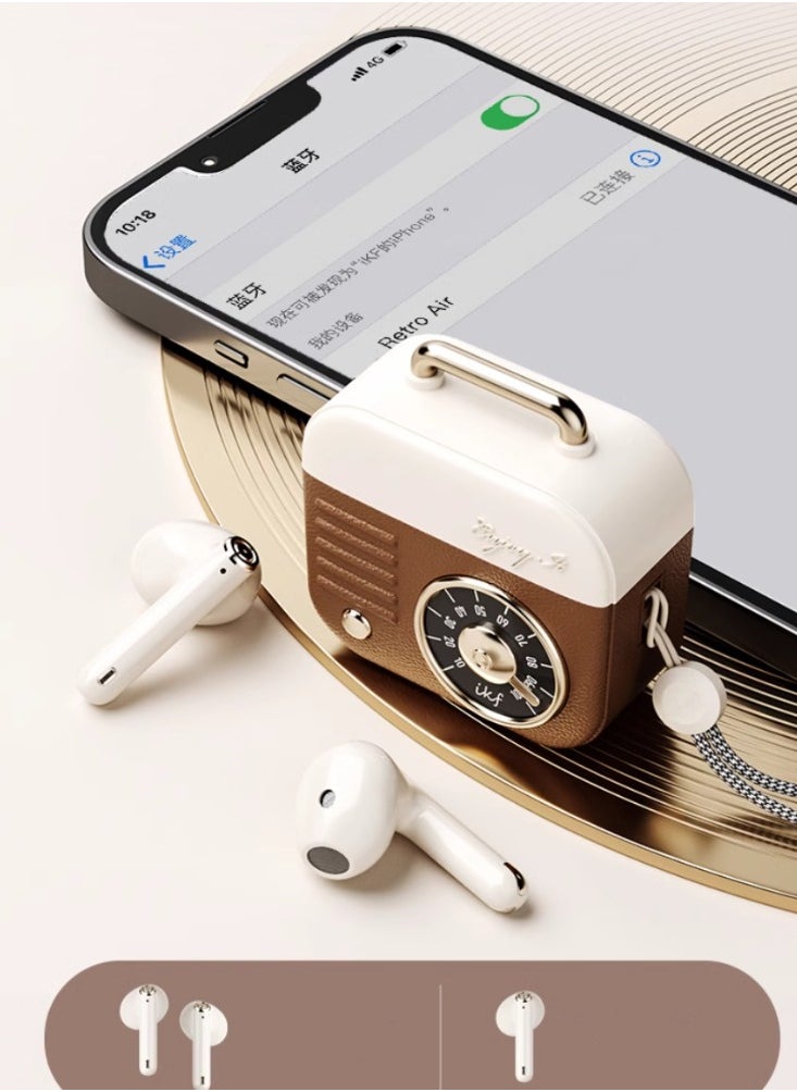 Generic - Retro Wireless Bluetooth Earphones HiFi Stereo Sound Effect Noise Reduction Sports Semi In Ear Ultra Long Standby - Image 1