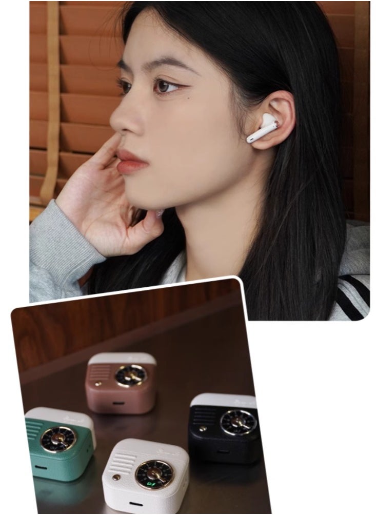 Generic - Retro Wireless Bluetooth Earphones HiFi Stereo Sound Effect Noise Reduction Sports Semi In Ear Ultra Long Standby - Image 1
