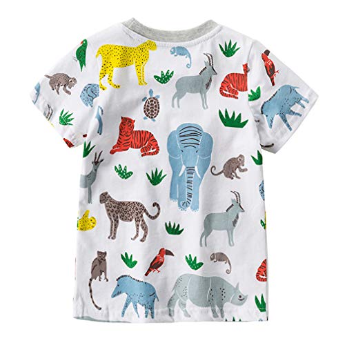GLEAMING GRAIN Little Boys Summer Clothes 7T 100% Cotton Short Sleeve Cartoon Animals T-Shirt and Shorts Set 7t Boys Clothes (Zoo,7 Years) - Image 4