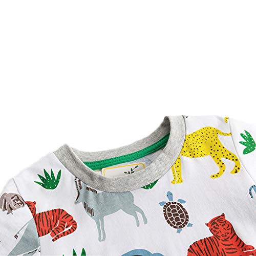 GLEAMING GRAIN Little Boys Summer Clothes 7T 100% Cotton Short Sleeve Cartoon Animals T-Shirt and Shorts Set 7t Boys Clothes (Zoo,7 Years) - Image 5