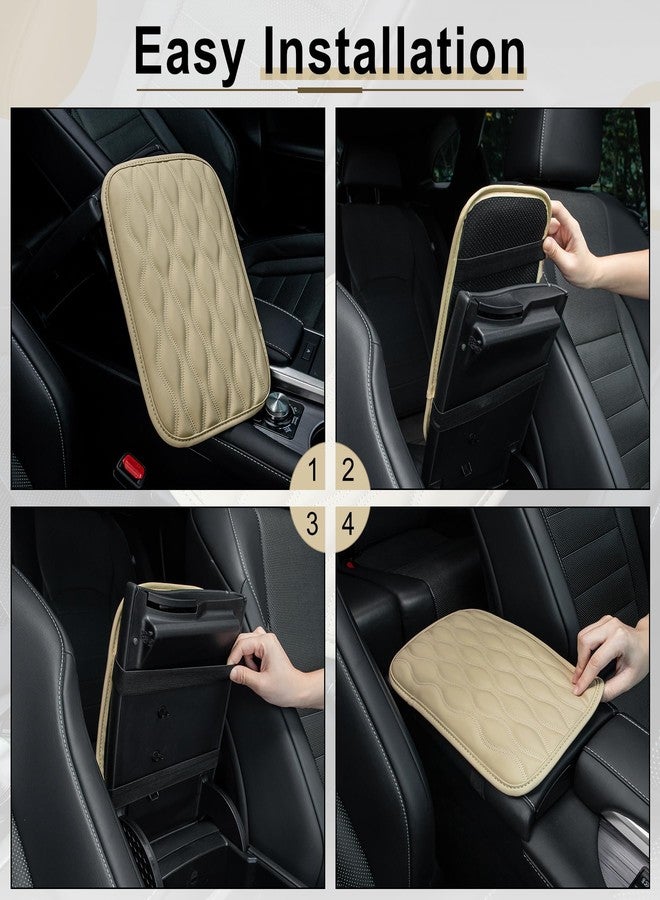 Amiss Leather Universal Car Armrest Cover, Waterproof & Breathable, Comfortable & Easy to Install, Beige - Image 2