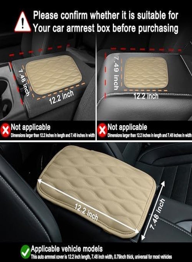 Amiss Leather Universal Car Armrest Cover, Waterproof & Breathable, Comfortable & Easy to Install, Beige - Image 4