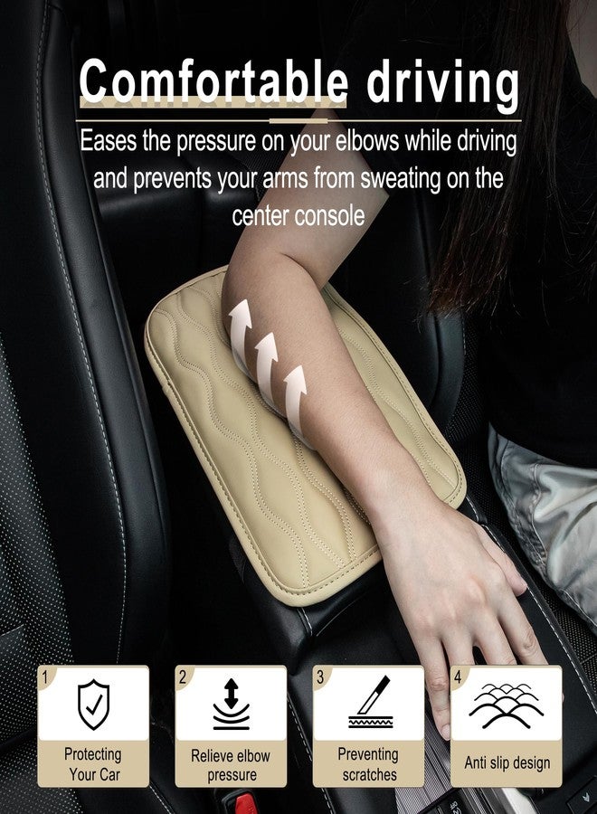 Amiss Leather Universal Car Armrest Cover, Waterproof & Breathable, Comfortable & Easy to Install, Beige - Image 3