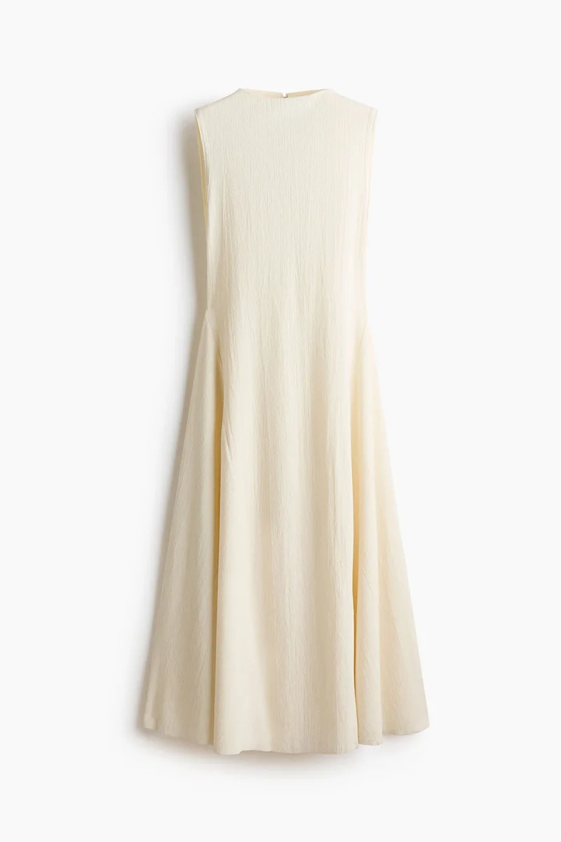 Crinkled boat-neck dress
