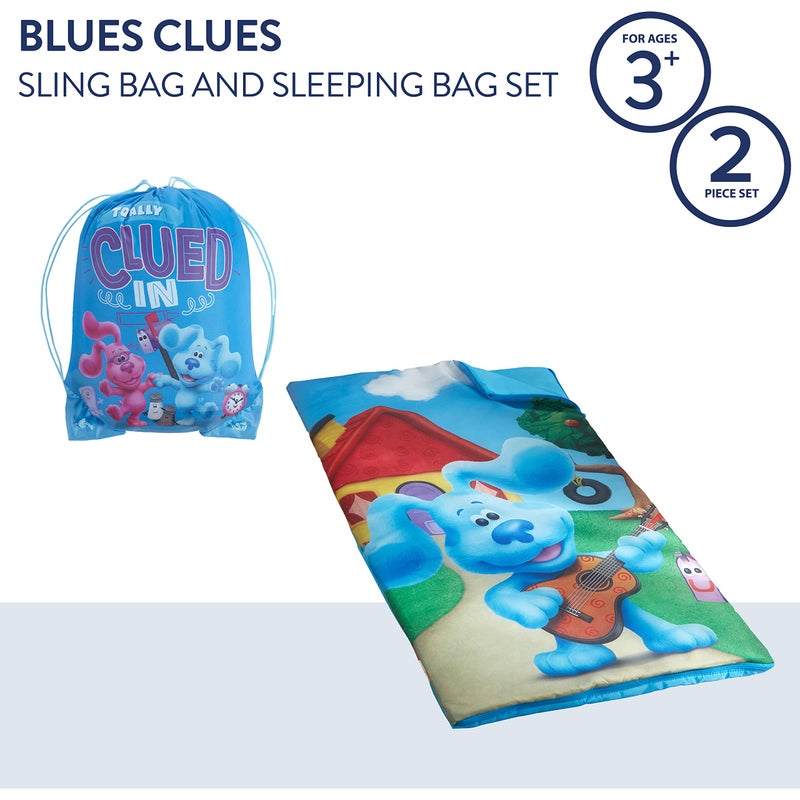 Idea Nuova Nickelodeon Blue's Clues Sling Bag and Cozy Lightweight Zip Around Sleeping Bag, 46” L x 26” W, Ages 3+ - Image 2