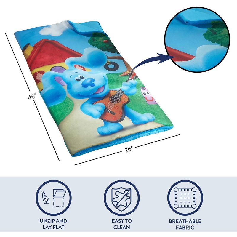 Idea Nuova Nickelodeon Blue's Clues Sling Bag and Cozy Lightweight Zip Around Sleeping Bag, 46” L x 26” W, Ages 3+ - Image 4