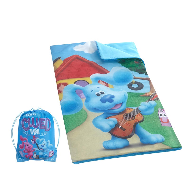 Idea Nuova Nickelodeon Blue's Clues Sling Bag and Cozy Lightweight Zip Around Sleeping Bag, 46” L x 26” W, Ages 3+ - Image 1