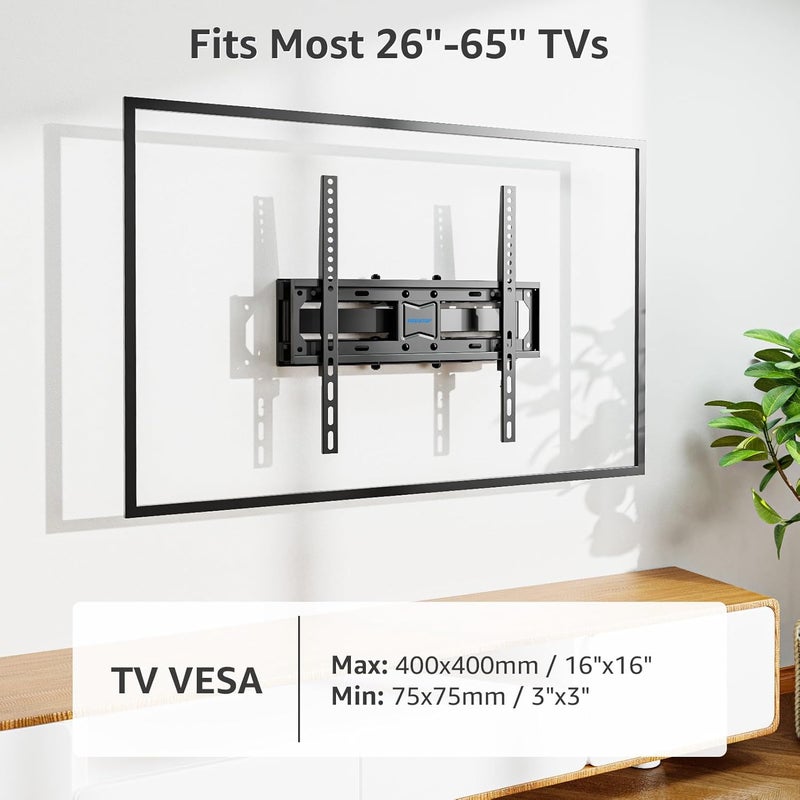 MOUNTUP UL Listed TV Wall Mount, Full Motion TV Mount for Most 26-65 Inch Flat/Curved TVs Fit 16" Wood Stud, Wall Mount TVs Bracket with Dual Swivel Articulating Arm Max VESA 400x400mm up to 88 LBS - Image 3