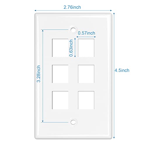 iwillink 6-Port Keystone Wall Plate 10-Pack, Low Profile Ethernet Wall Plates for Keystone Jack, White - Image 2