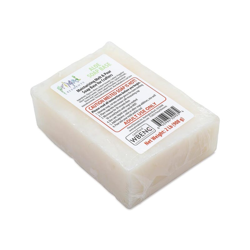 Primal Elements Aloe Soap Base - Moisturizing Melt and Pour Glycerin Soap Base for Crafting and Soap Making, Easy to Cut - 2 Pound - Image 1