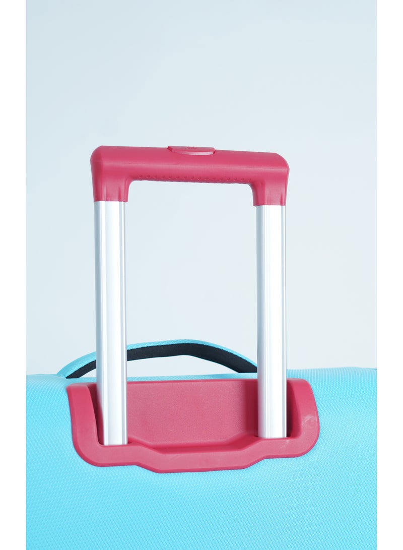 UNITED COLORS OF BENETTON BNTE-50 28 Inch- Checked Luggage with TSA Lock| Material- Soft Trolley with lightweight| Adjustable Trolley Handle | Smooth Dual Wheels 360degree rotate| LIGHT BLUE - Image 2