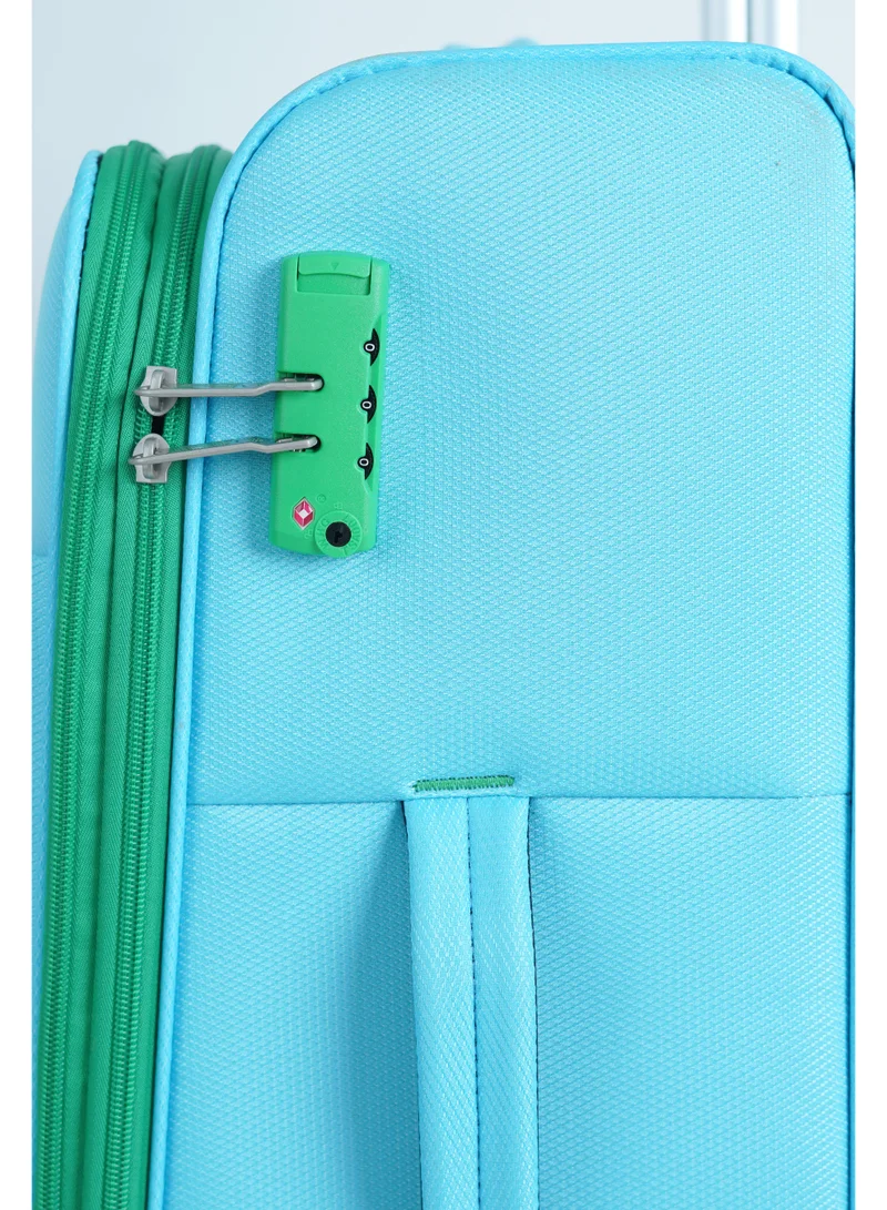 UNITED COLORS OF BENETTON BNTE-50 28 Inch- Checked Luggage with TSA Lock| Material- Soft Trolley with lightweight| Adjustable Trolley Handle | Smooth Dual Wheels 360degree rotate| LIGHT BLUE