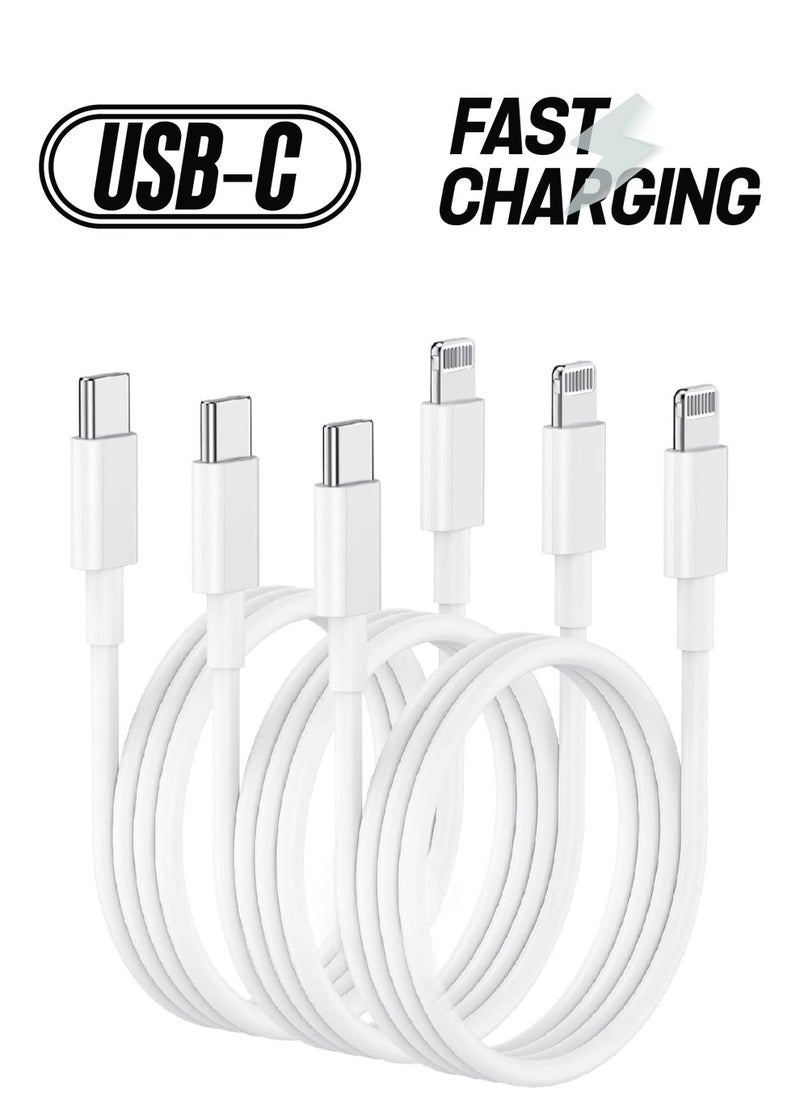 Generic - 3ft USB C to Lightning Cable - 6ft, Pack of 3 - Image 1