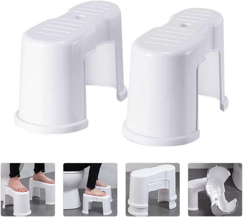 2Pcs Anti-Skid Toilet Footstools Thickened Plastic Bathroom Step Stools with Non-Slip Base for Adults Safe Stable Footrest for Toilet Training and Bathroom Use - Image 3