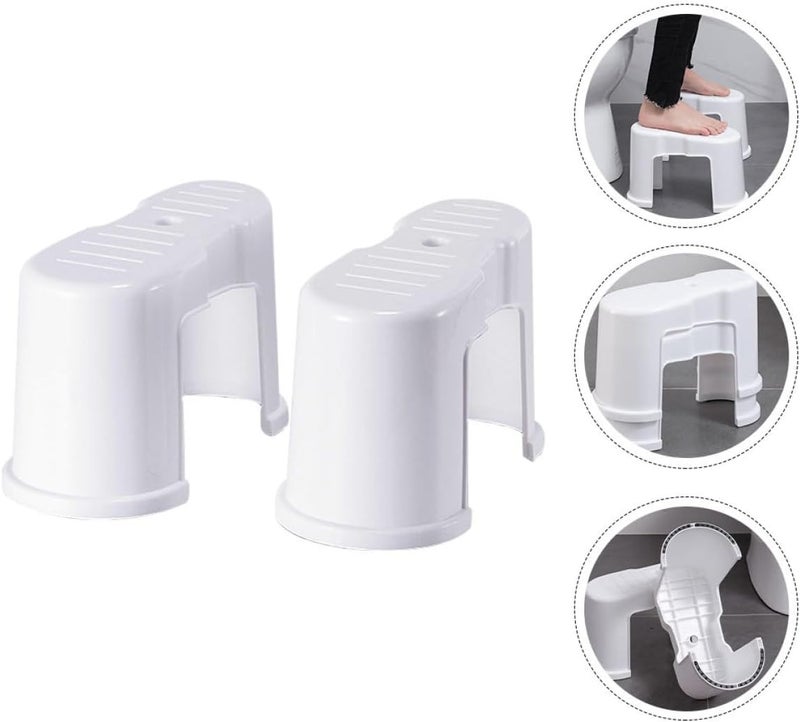 2Pcs Anti-Skid Toilet Footstools Thickened Plastic Bathroom Step Stools with Non-Slip Base for Adults Safe Stable Footrest for Toilet Training and Bathroom Use - Image 1