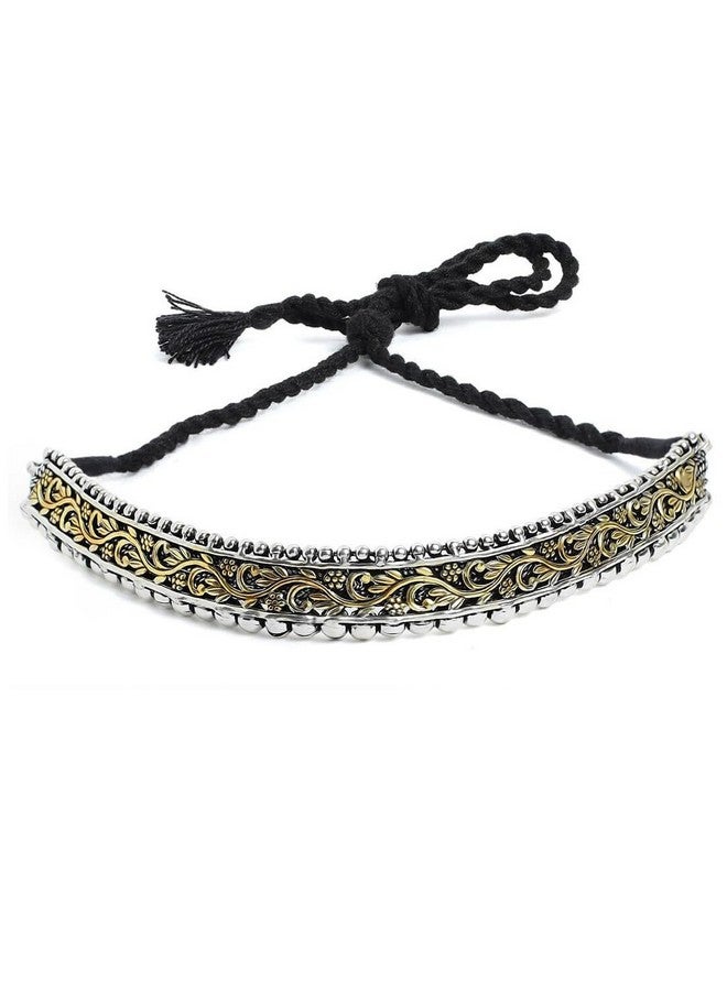Rubans Handcrafted Oxidised Dual Tone Gold and Silver Plated Floral Vine Design Ethnic Choker Necklace for Women and Girls, Perfect for Festive & any Special Occasions - Image 2