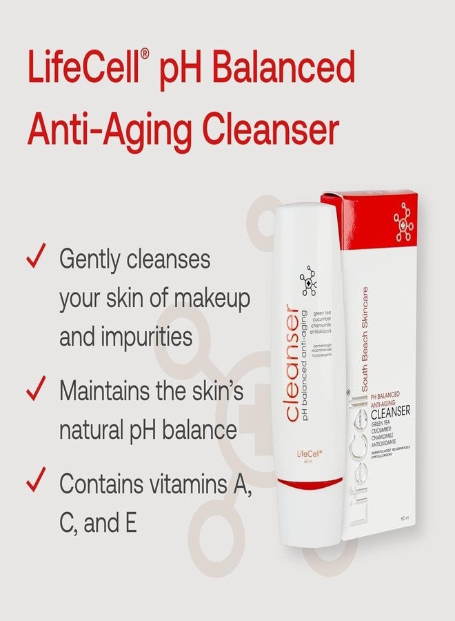 LifeCell Anti-Aging Facial Cleanser - pH Balanced Daily Face Wash with Green Tea, Cucumber, and Resveratrol - Hydrating & Gentle Makeup Remover for Sensitive Skin - 60ml - Image 2