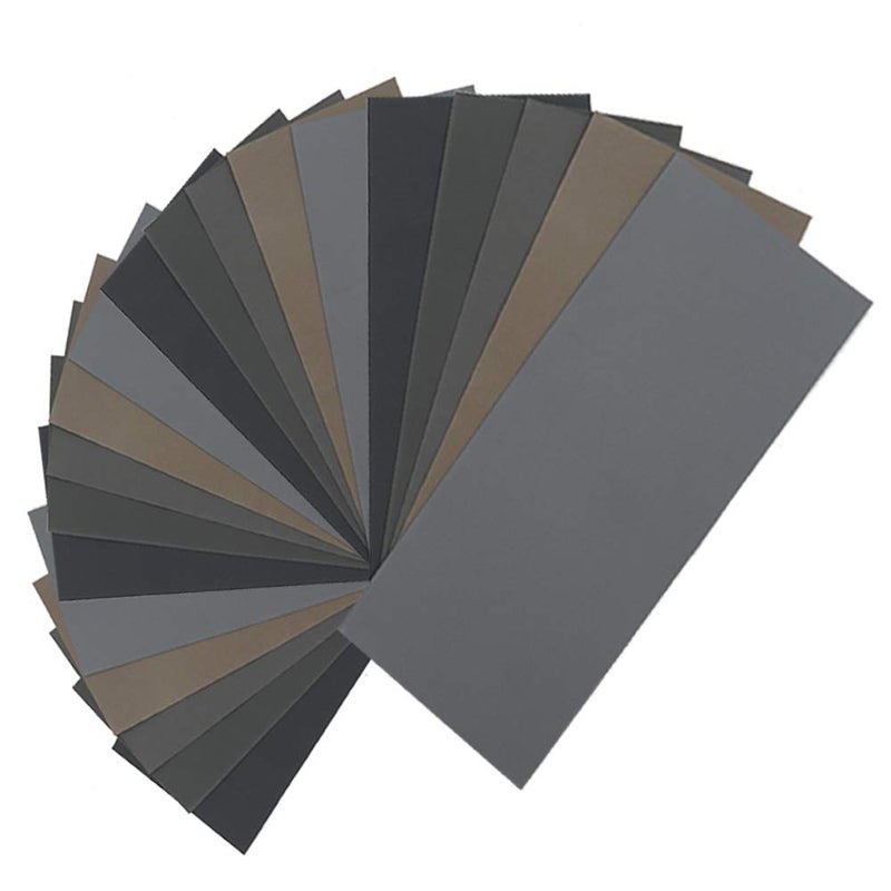 BAISDY 20Pcs Wet Dry Sandpaper, High Grit 1000 2000 3000 5000 7000 Sandpaper Sheets Assortment for Wood Metal Polishing Automotive Sanding, 9 x 3.6 inch by BAISDY - Image 1
