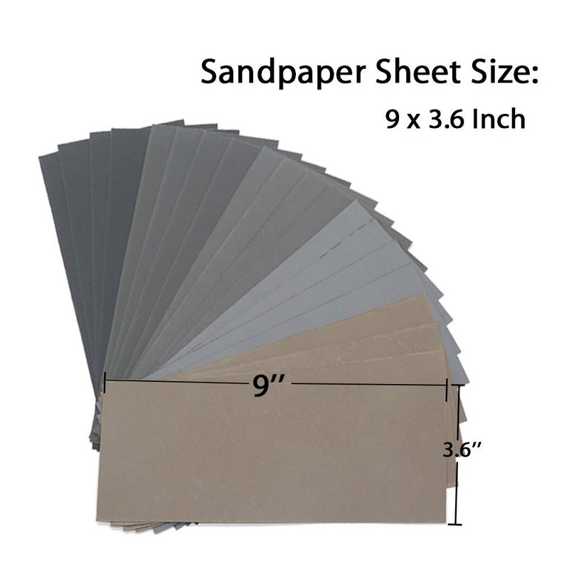 BAISDY 20Pcs Wet Dry Sandpaper, High Grit 1000 2000 3000 5000 7000 Sandpaper Sheets Assortment for Wood Metal Polishing Automotive Sanding, 9 x 3.6 inch by BAISDY - Image 3
