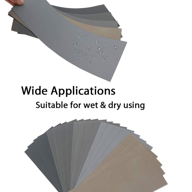 BAISDY 20Pcs Wet Dry Sandpaper, High Grit 1000 2000 3000 5000 7000 Sandpaper Sheets Assortment for Wood Metal Polishing Automotive Sanding, 9 x 3.6 inch by BAISDY - Image 4