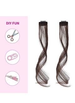 Y&D Long Side Air Bangs Wavy Curly Clip in Curtain Front Face-Framing Highlights for Women Daily Use 2 PCS Set Temples  - Image 3