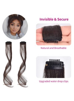 Y&D Long Side Air Bangs Wavy Curly Clip in Curtain Front Face-Framing Highlights for Women Daily Use 2 PCS Set Temples  - Image 2