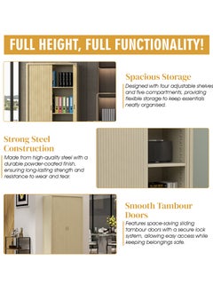 RIGID Steel OEM Full Height Tambour Door Cupboard Grey 183x90x40cm  - Image 4