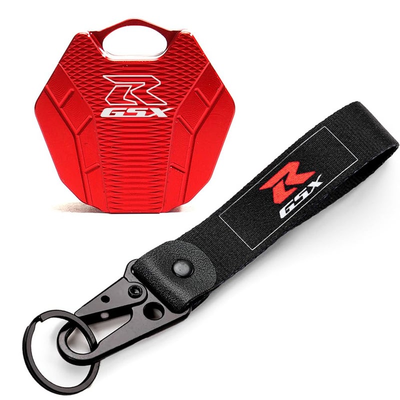 سلاسل مفاتيح دراجة نارية MOWOK غطاء مفتاح وحلقة مفاتيح مطرزة تناسب SUZUKI GSXR1000 GSXR750 GSXR600 GSXR 600 750 1000 GSXR 1000RX بدون مفتاح أحمر