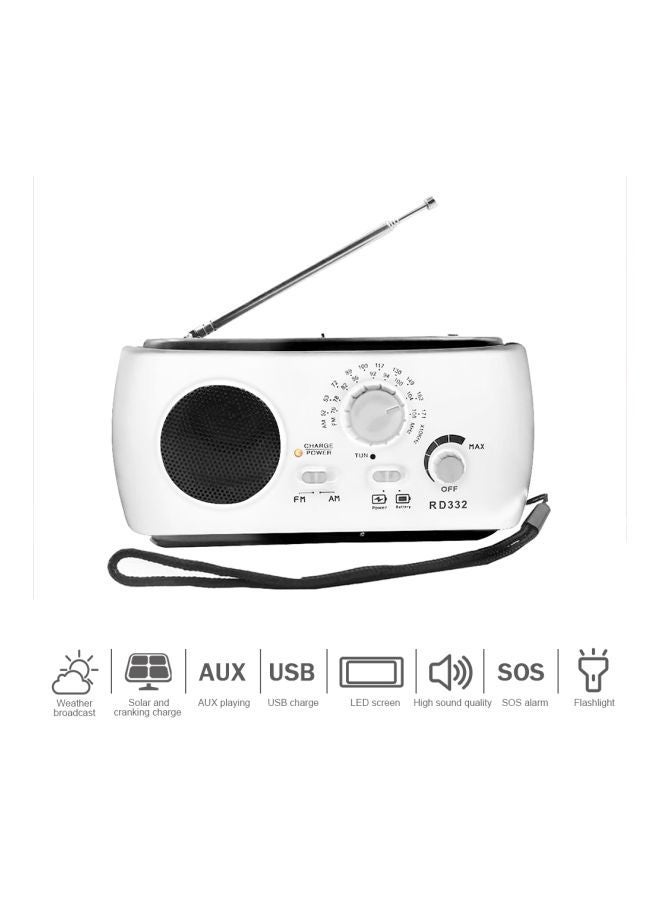 NIBEMINENT Solar Powered FM Radio RD332 White/Black  - Image 3