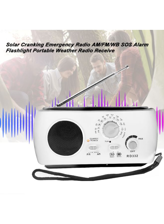 NIBEMINENT Solar Powered FM Radio RD332 White/Black  - Image 4
