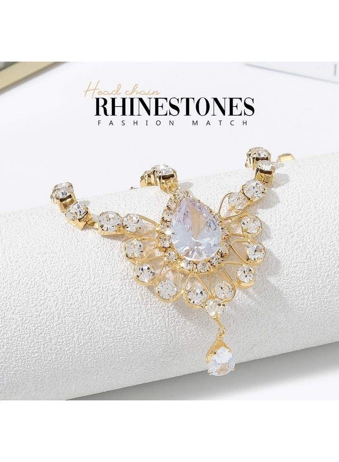 Catery Head Chain Jewelry Crystal Hair Chains Boho Headpiece Pendant Head Chain Hair Jewelry Hair Accessories for Women and Girls (Gold) - Image 5
