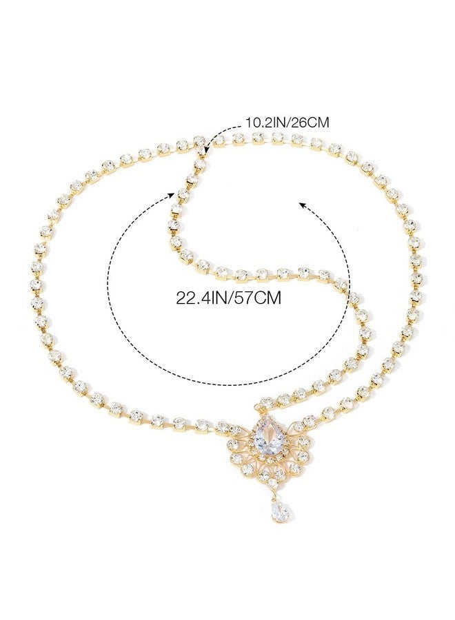 Catery Head Chain Jewelry Crystal Hair Chains Boho Headpiece Pendant Head Chain Hair Jewelry Hair Accessories for Women and Girls (Gold) - Image 2