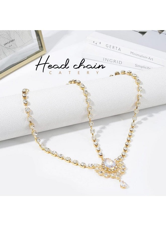 Catery Head Chain Jewelry Crystal Hair Chains Boho Headpiece Pendant Head Chain Hair Jewelry Hair Accessories for Women and Girls (Gold) - Image 4