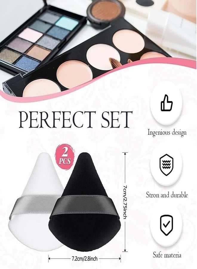 Prosopyare Oval Foundation brush, 2 Pieces Triangle Powder Puffs Face Cosmetic Powder Puff Washable Reusable Soft Plush Powder Sponge Makeup Sponge for Face Body Loose Powder Wet Dry Makeup Tool - Image 2