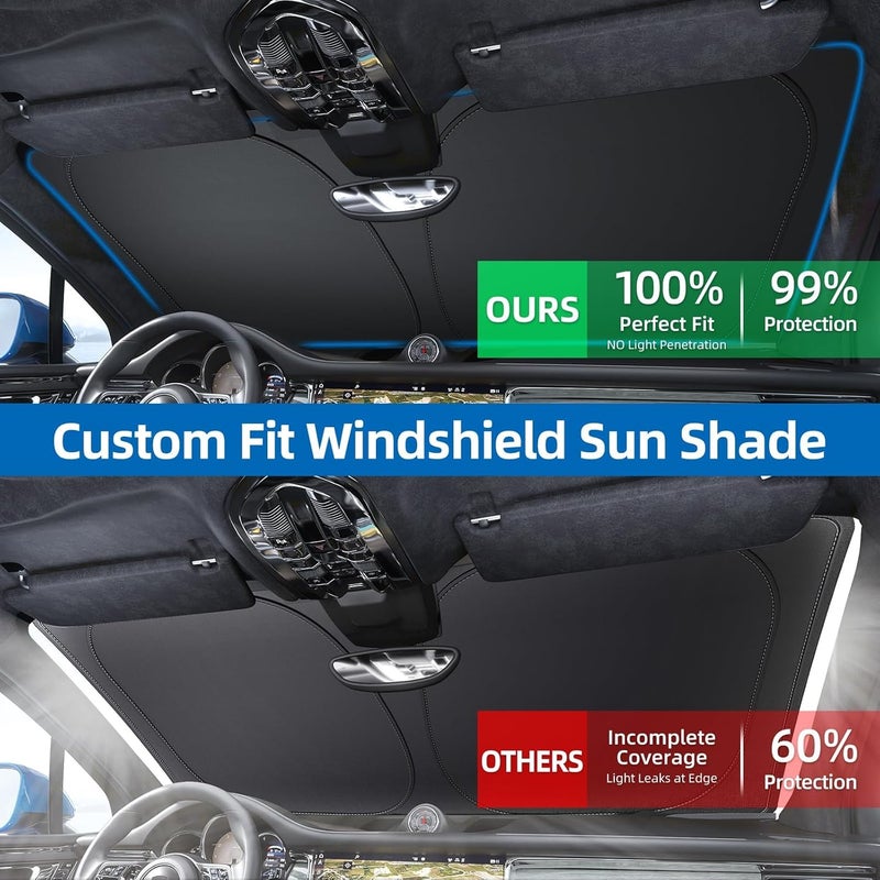 KASTWAVE Laser Reflective Windshield Sunshade - UV-Blocking, Foldable with Storage Bag, Fits Cars, SUVs, Trucks (L: 142 * 80 CM) - Image 3