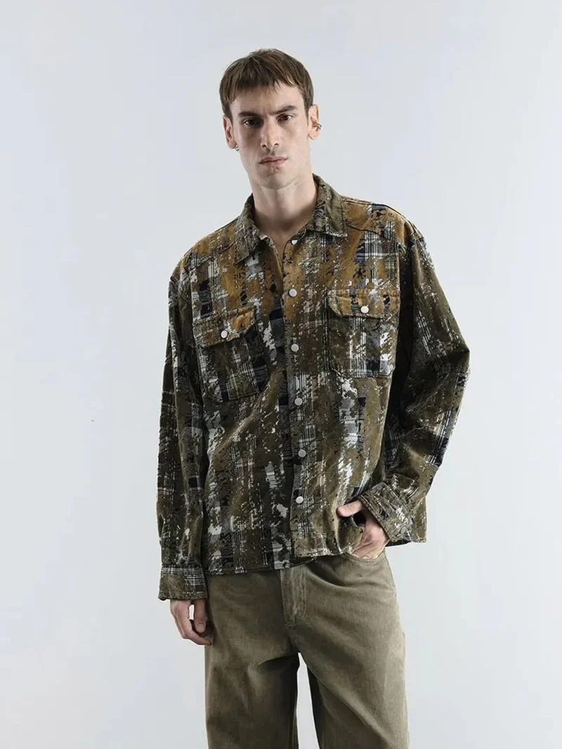 GIESTO Men's Relaxed Fit Plaid Cotton Shirt
