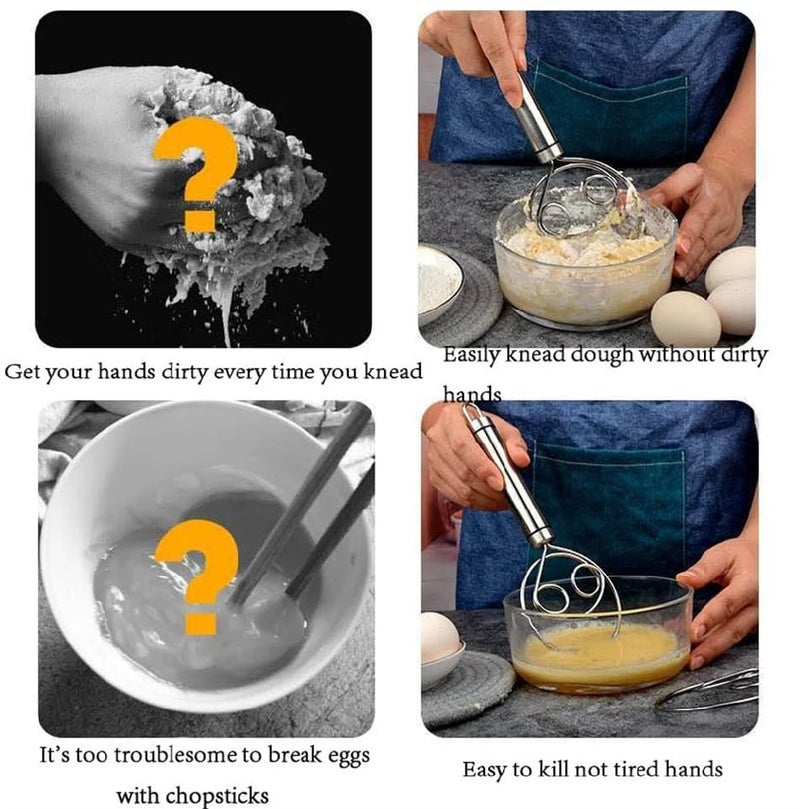 TYAGY Tyagy Stainless Steel Dough Mixer with Hanging Hole TimeSaving Mixing Stick Baking Tools Egg Beater with Self Adhesive Hanging Hook Sticker Pack of 1 Pcs - Image 5