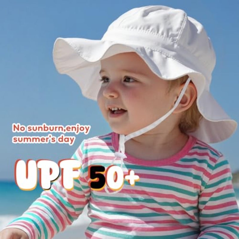 Baby Sun Hat with UPF 50+ Sun Protection Wide Brim Adjustable Beach Hats for Boys Girls - Image 3