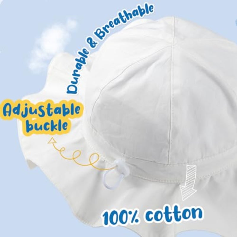 Baby Sun Hat with UPF 50+ Sun Protection Wide Brim Adjustable Beach Hats for Boys Girls - Image 2