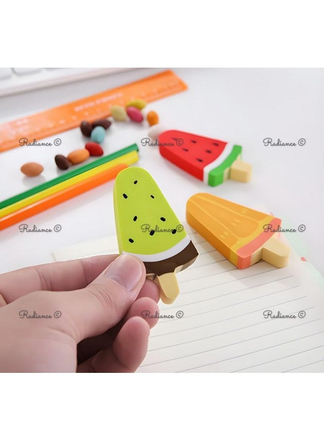 Radiance™ 6 Pcs Fancy Ice Cream Shape Eraser for Kids| Pencil Eraser for Girls Boys| Best for Birthday Return Gift (Assorted Design & Color) - Image 4