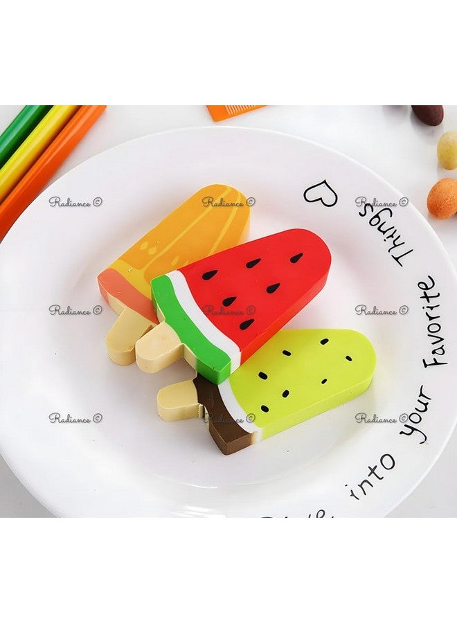 Radiance™ 6 Pcs Fancy Ice Cream Shape Eraser for Kids| Pencil Eraser for Girls Boys| Best for Birthday Return Gift (Assorted Design & Color) - Image 2