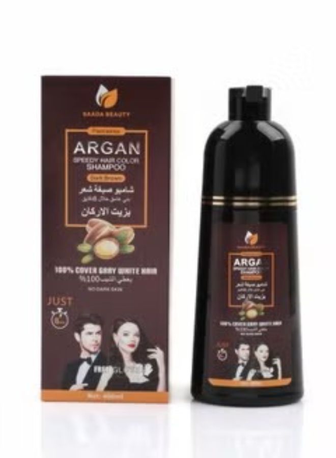 SAADA BEAUTY Dark brown hair color shampoo with argan oil 400 ml  - Image 1