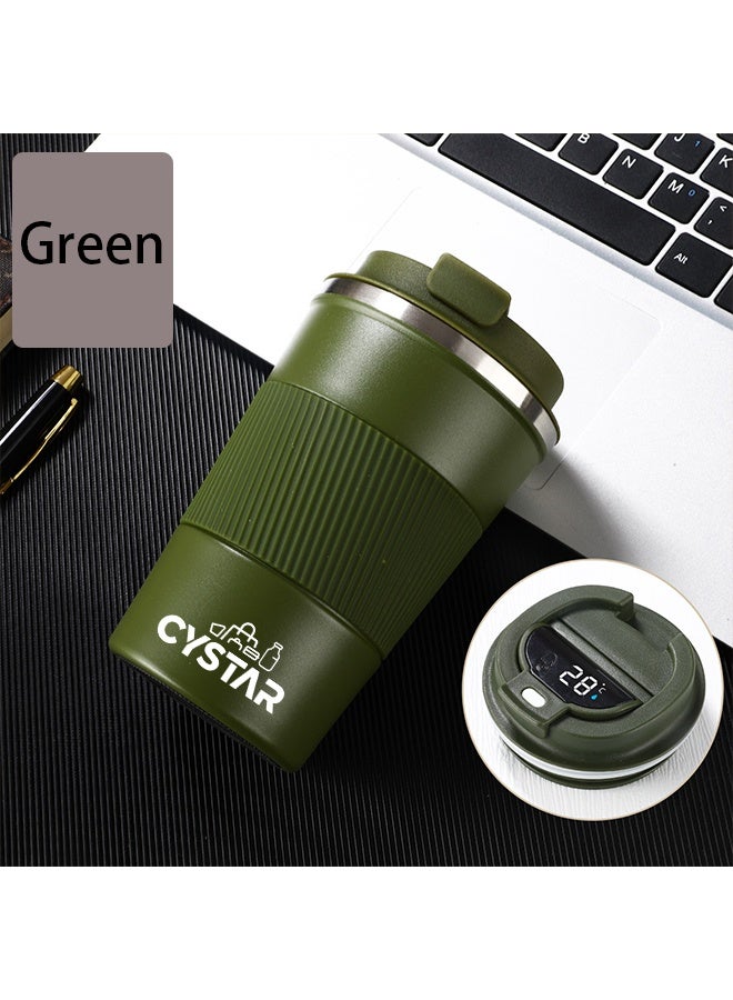 سيستار كوب القهوة السفر 510ML / 17oz مع عرض درجة الحرارة LED الفولاذ المقاوم للصدأ الفراغ الجليد والمشروبات الساخنة معزولة الكأس للمكتب المنزلي أعمال السيارة الخضراء - Image 1