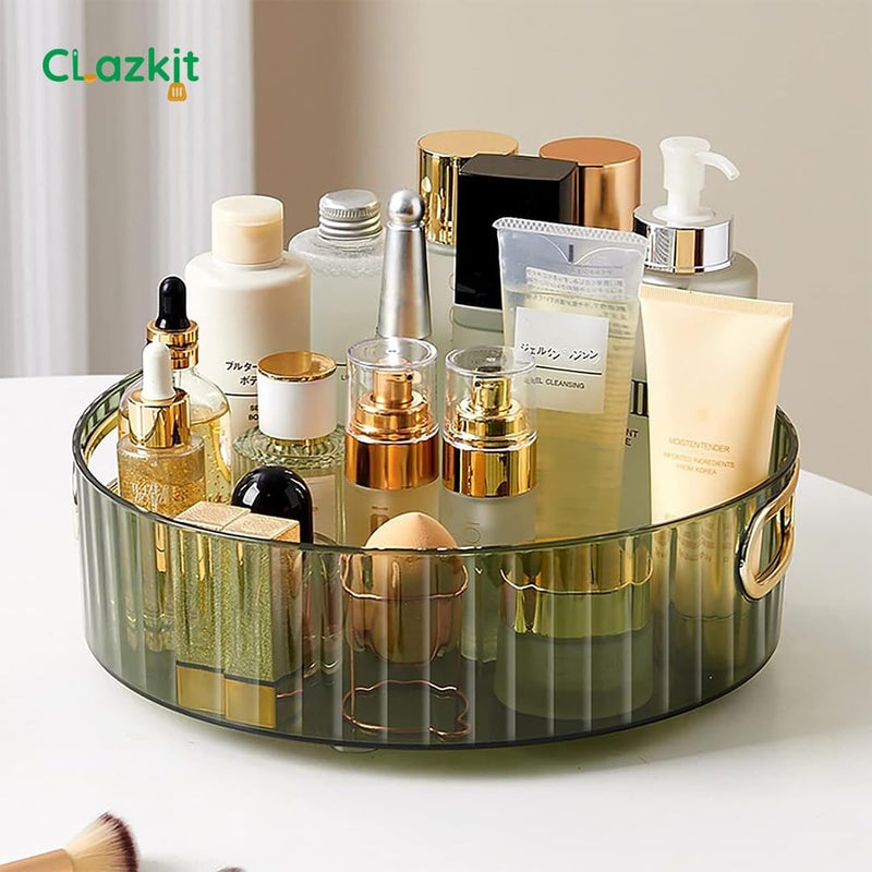 Clazkit Multi-Purpose Rotating Round Organiser Tray | Multi-Function Storage Rotating Tray | Cosmetics Organizer | Spice Tray | Toiletries Storage Holder |Green - Image 5