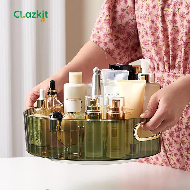 Clazkit Multi-Purpose Rotating Round Organiser Tray | Multi-Function Storage Rotating Tray | Cosmetics Organizer | Spice Tray | Toiletries Storage Holder |Green - Image 3