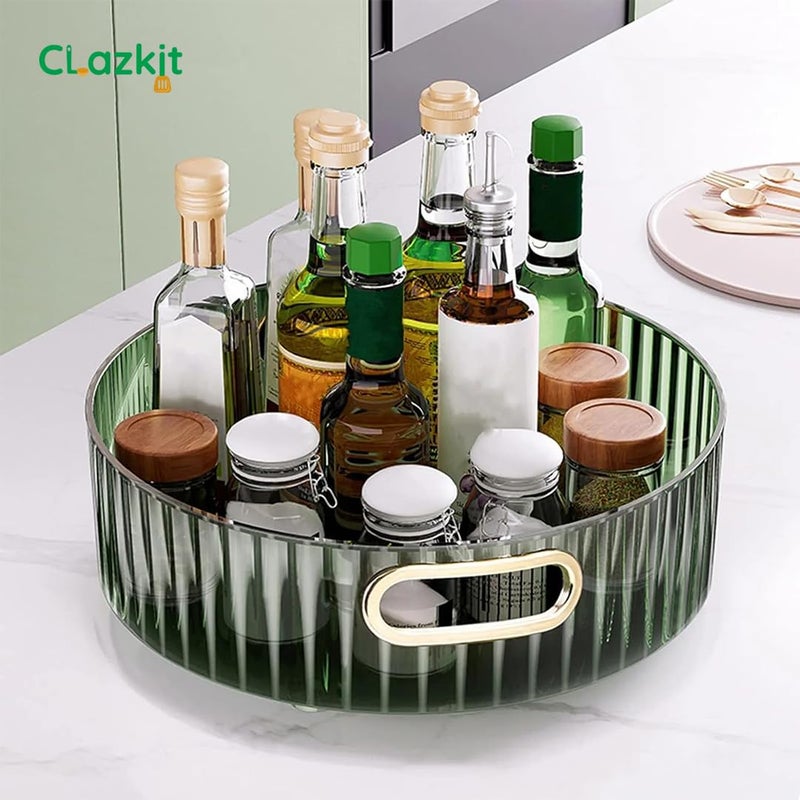 Clazkit Multi-Purpose Rotating Round Organiser Tray | Multi-Function Storage Rotating Tray | Cosmetics Organizer | Spice Tray | Toiletries Storage Holder |Green - Image 2