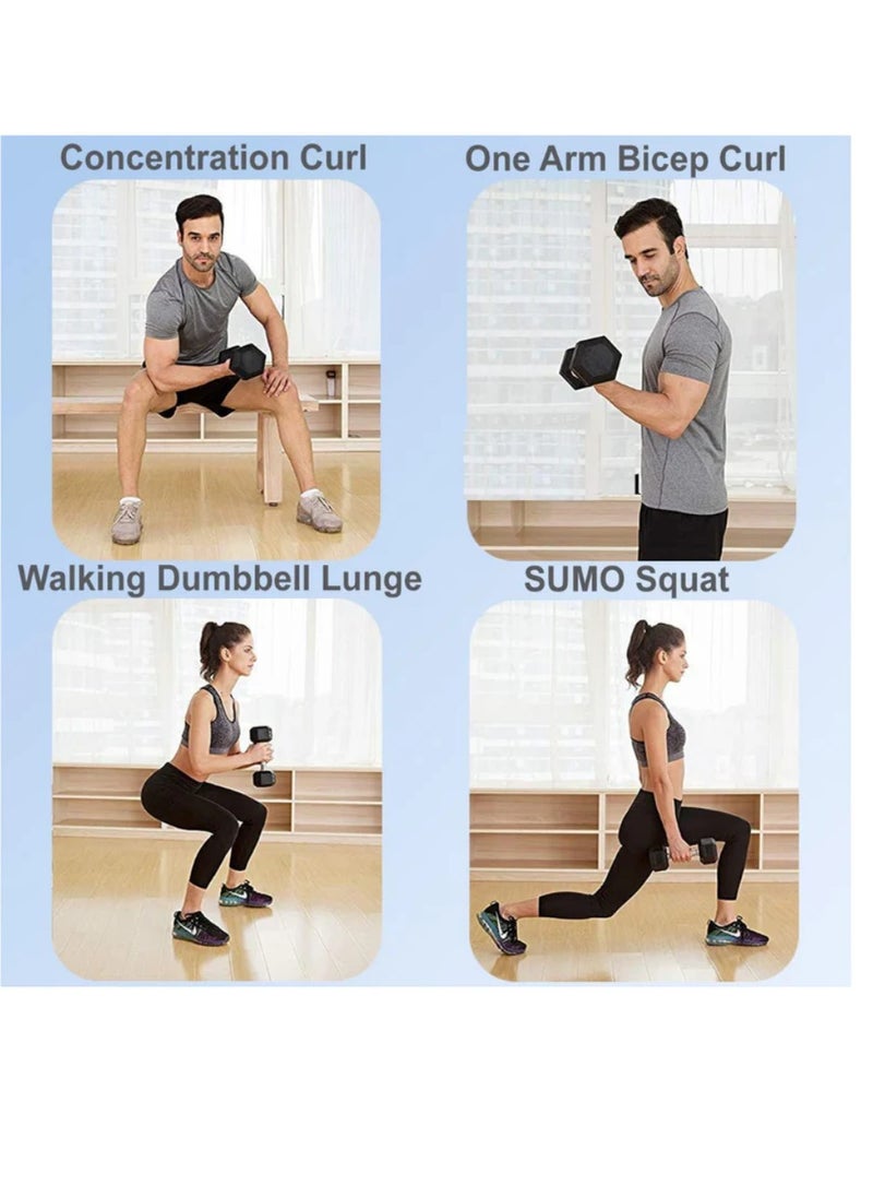 1 Pair of Black Rubber Dumbbells with Steel Grip – 2.5kg, 5kg, 7.5kg, 10kg, & 12.5kg