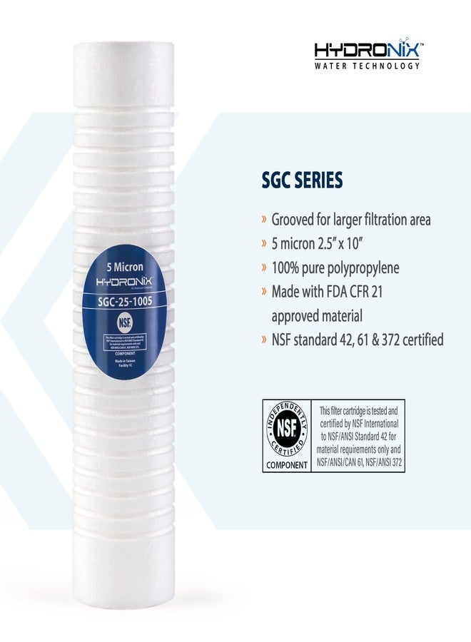 Hydronix SGC-25-1005 Sediment Grooved Water Filter Cartridge 2.5" x 10" 5 Micron - Replaces AP110 - Image 2