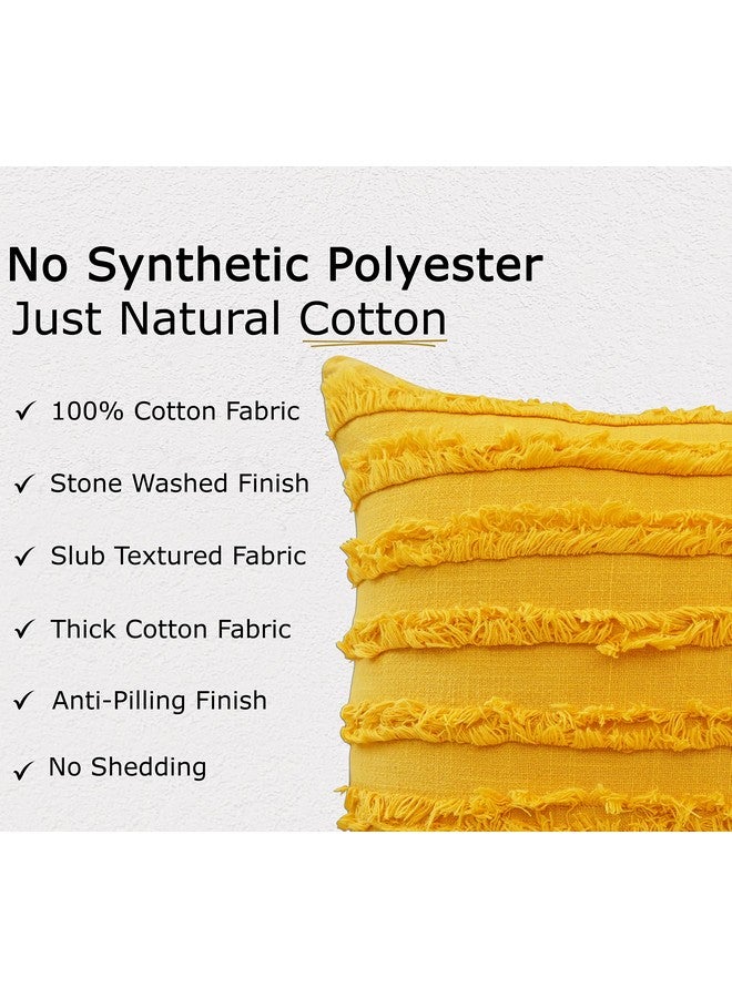 mosey mosey 12x20 Cushion Cover Set of 2 | Rectangle 12 20 Cushion Cover | Rectangular Cushion Covers 12 inch x 20 Inch Mustard Yellow  - Image 2