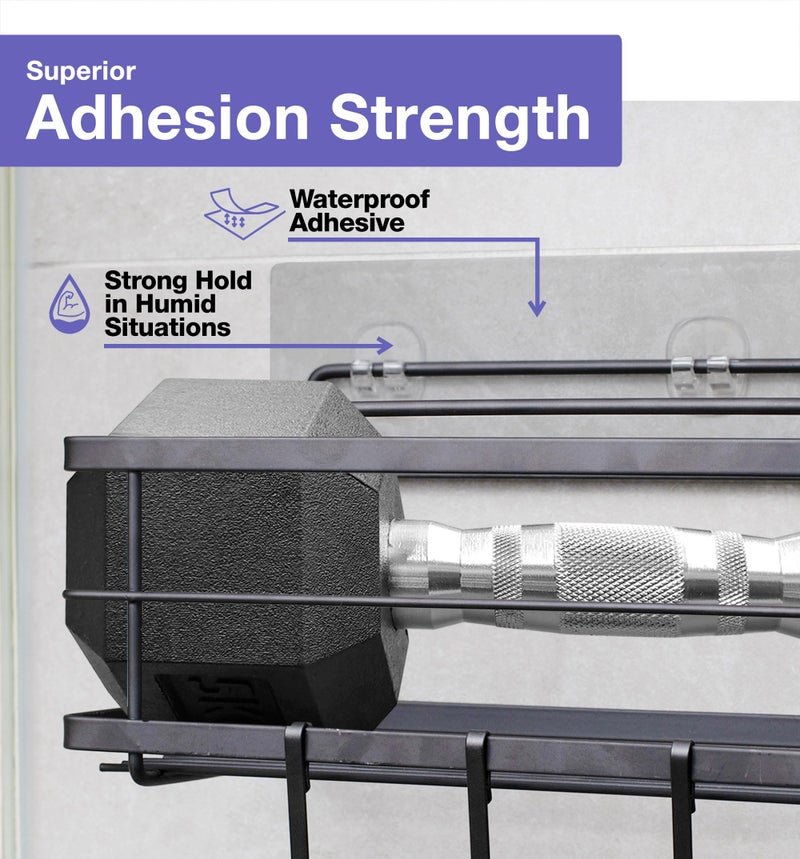 KINCMAX 2-Pack Strong Sticky Waterproof Heavy-Duty Wall Adhesives  Shower Caddy Adhesive Replacement Stickers  No-trace Wall Adhesives Hook Strip for Shower Caddy  Kitchen Racks  Bathroom Shelf - Image 2